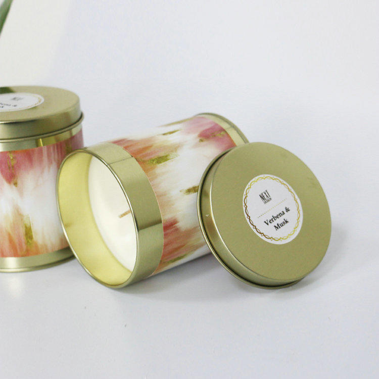 vela perfumada de parafina / cera de soja personalizable con logotipo y diseño en caja de hojalata