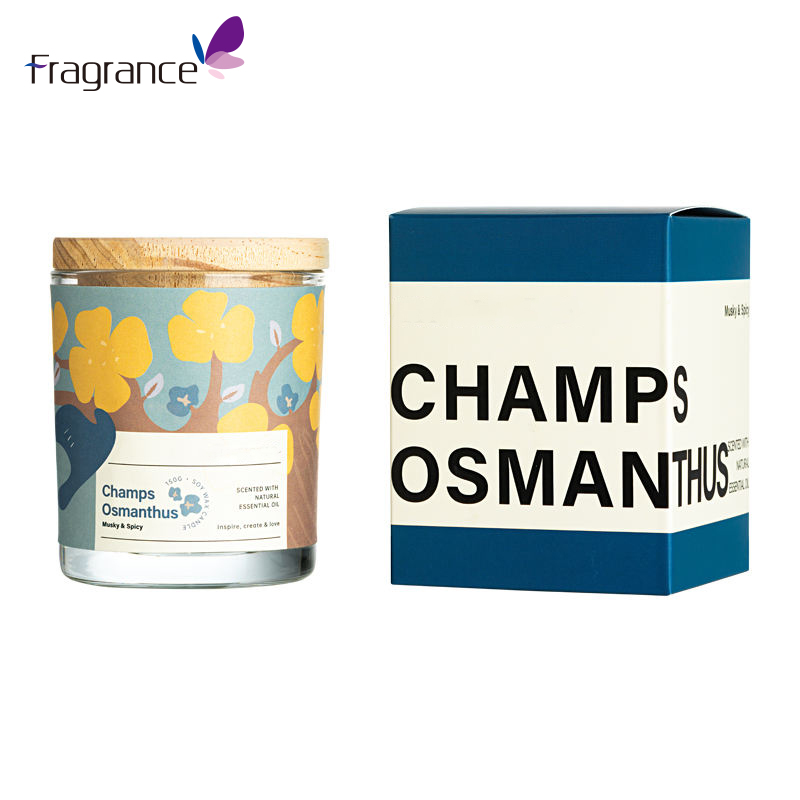 Velas caseras de la cera de soja del tarro de cristal 150g del ambientador de aire de la fragancia con la tapa de bambú