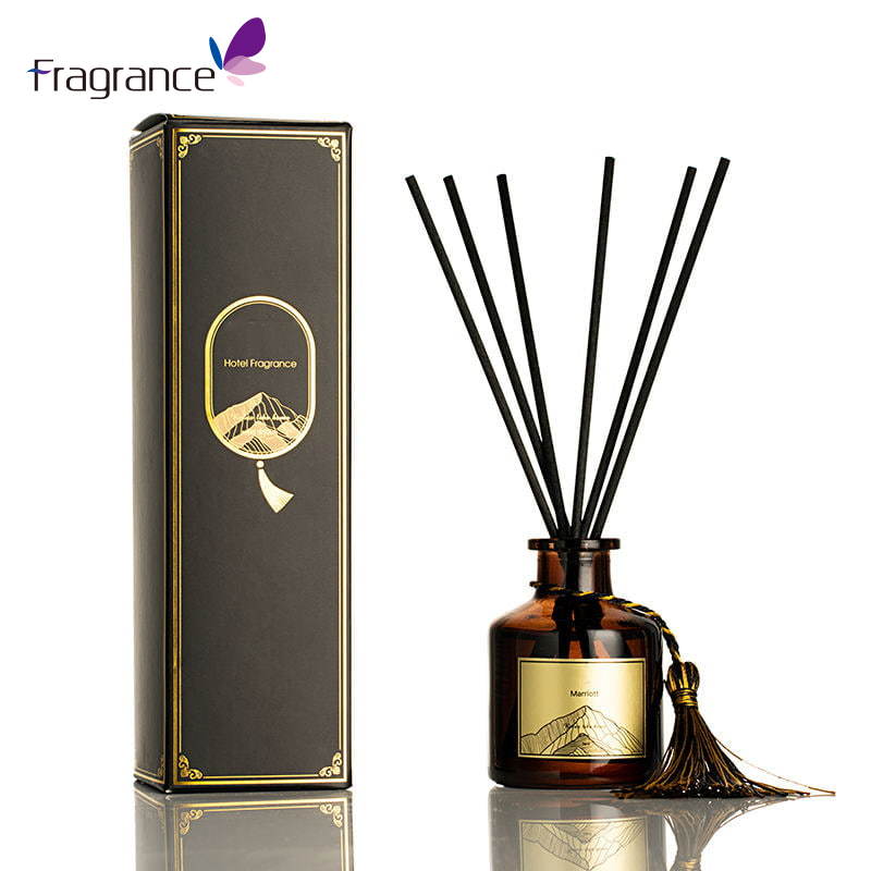 Difusor de láminas de aroma de aceite esencial de botella de vidrio de lujo de etiqueta privada de fragancia casera 50 ml